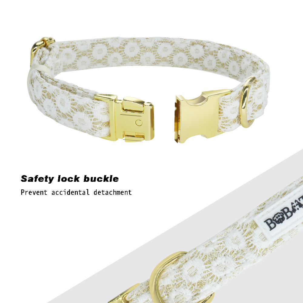 2024 Bobotails Floral Brilliance Gold Coating Dog Collar in New Collection For Small Dogs and Medium and Large Dogs