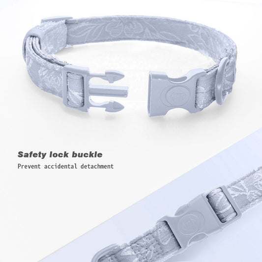 Pitbull dog collar in Morning Glory floral design - BoboTails strong collar for active dogs