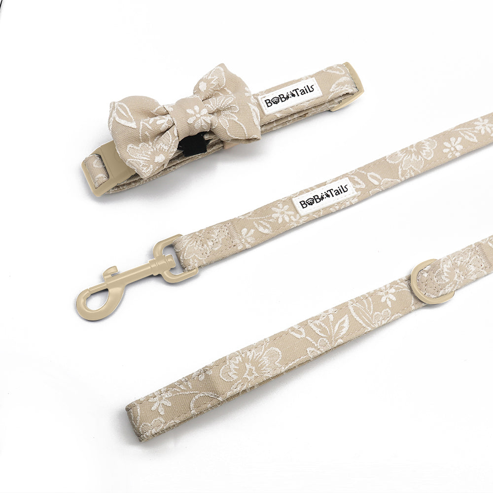 Morning Glory eco-friendly leash and collar set with reinforced stitching for active pets