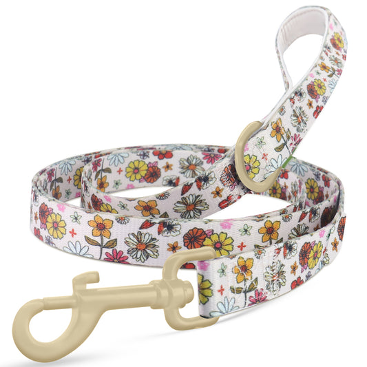 Flower Printed dog leash matching the harness and owner accessories in a coordinated set