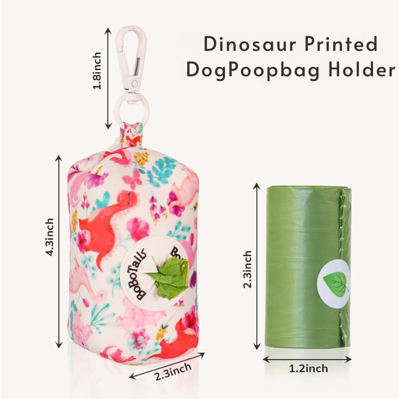 dinosaur printed poop bags for dogs holder matching the harness and owner accessories for daily dog walks