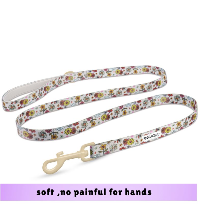 flower printed best dog leash for running matching the harness and owner accessories for daily dog walks