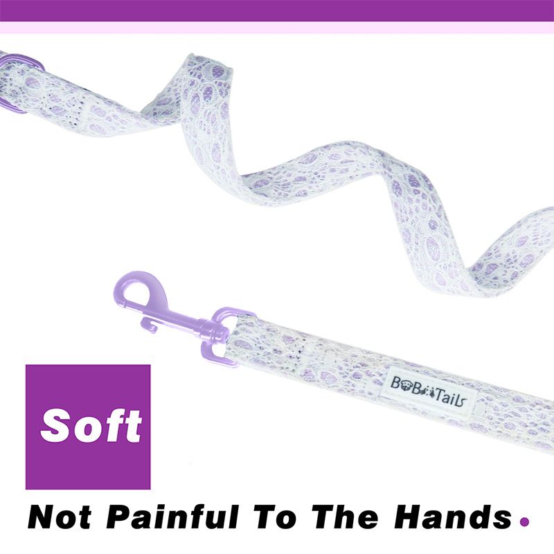 lavender lace dog training leash designed to match the harness and owner accessories in a coordinated system