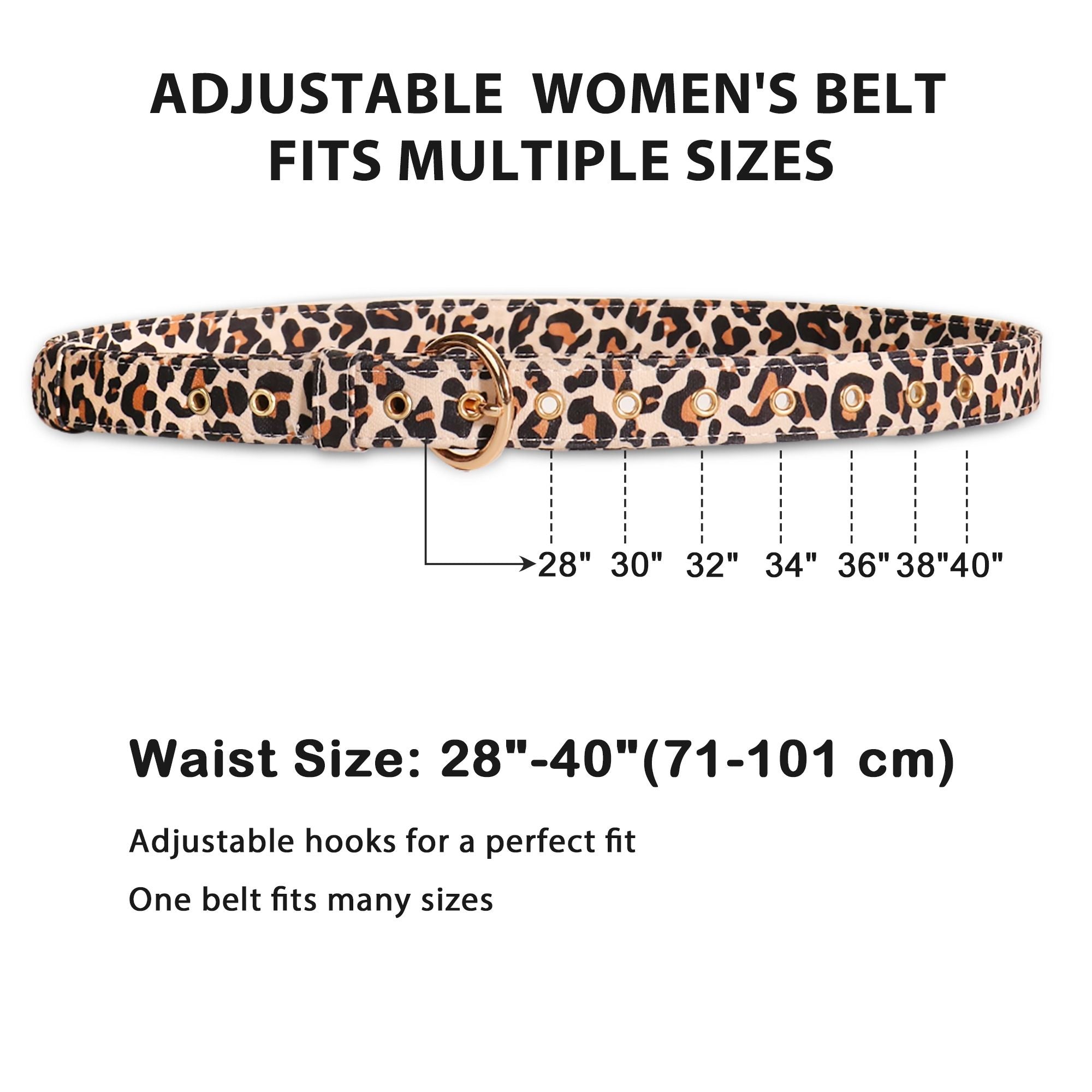 leopard printed women's belt size guide for dog mom