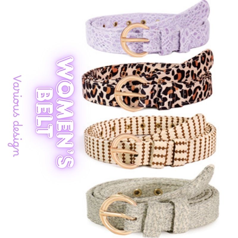 various design women's belt from lavender lace,leopard,small grain and chunky knit