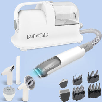 Bobotails Pet Grooming Kit & Vacuum Suction 99% Pet Hair, Professional Clippers with 5 Proven Grooming Tools for Dogs Cats and Other Animals
