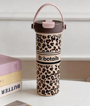 ヒョウ柄ステンレスタンブラー – 600ml ステンレス製トラベルコーヒーカップ