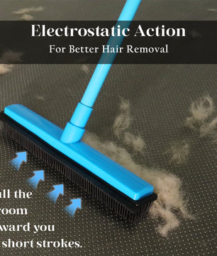 Rubber Broom with Squeegee for Carpet Pet Hair Remover