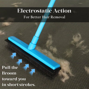 Balai en caoutchouc avec raclette pour dissolvant de poils pour animaux de compagnie de tapis