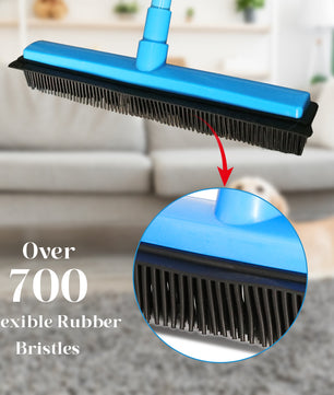 Rubber Broom with Squeegee for Carpet Pet Hair Remover