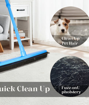 Rubber Broom with Squeegee for Carpet Pet Hair Remover