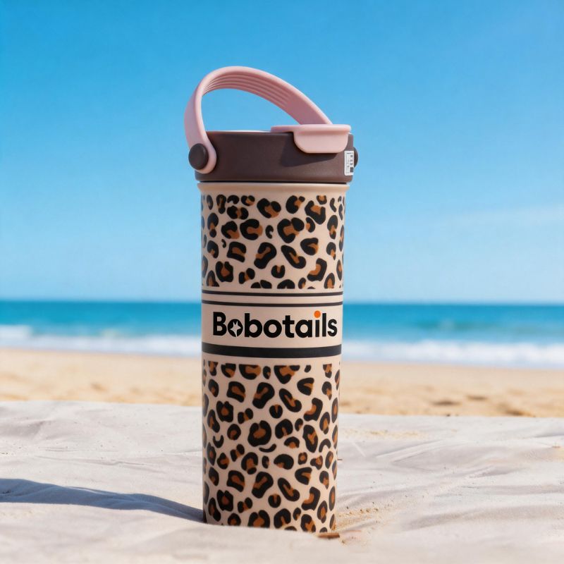 ヒョウ柄ステンレスタンブラー – 600ml ステンレス製トラベルコーヒーカップ