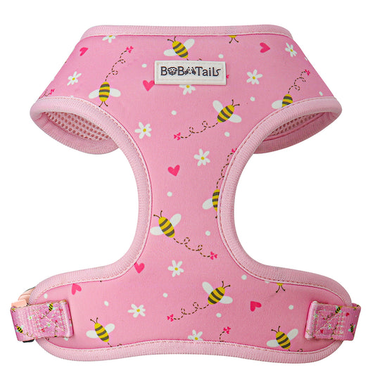 Bobotails Bee Printed Pink Dog Harness,No Pull Harness with Adjustable Soft Padded and AirMesh Breathable Dog Vest for Small Medium Dogs