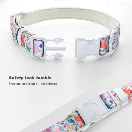 Bobotails Dinosaur Printed custom Dog Collars New Collection with safty locking buckle and D-ring holder for small medium and large dogs