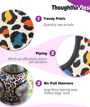 Bobotails Dog Harness,Small Dog Harness and Leash Set  Clips, Adjustable Soft Padded Dog Vest, Airmesh Breatheable Pet Cotton material Vest with Easy Control for Service Dog in Training Vest