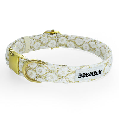 Floral Brilliance Dog Collar – Luxury Adjustable Collar with Gold Hardware