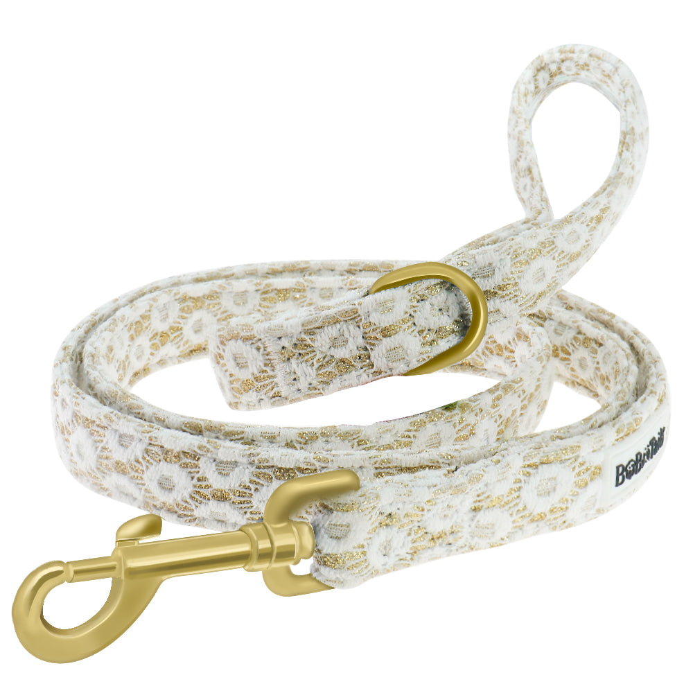 Bobotails Floral Brilliance collar and leash set, 2/3/5 FT Hands Free leash with Comfortable Padded Handl Small and Medium Dogs