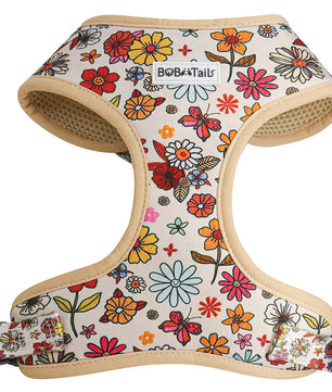 Bobotails Flower Printed Dog Harness,No Pull Harness with Adjustable Soft Padded and AirMesh Breathable Dog Vest for Small Medium Sized Dogs