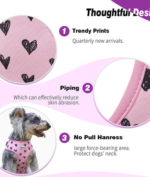 Bobotails Dog Harness, No-Pull Pet Harness with Leash Clips, Adjustable Soft Padded Tactical dog harness, Airmesh Breatheable Pet Cotton material Dog Harness for Small dogs for hiking,travelling,outdoor activities