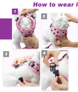 Bobotails Dog Harness, No-Pull Pet Harness with Leash Clips, Adjustable Soft Padded Dog Harness, Airmesh Breatheable Pet Cotton material Vest for hiking,travelling,outdoor activities