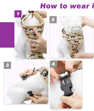 Bobotails Dog Harness, Cute Puppy Harness, Adjustable Soft Padded Dog Vest, Airmesh Breatheable Pet Cotton material Vest with Easy Control for Small and Medium Dogs