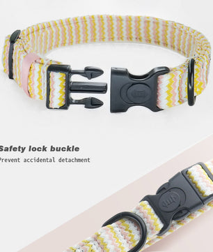 Bobotails Ocean Wave Ripple Dog Collars,Adjustable Dog Collars with Name plate Lightweight and Comfortable Knited Material for Small and Medium Dogs