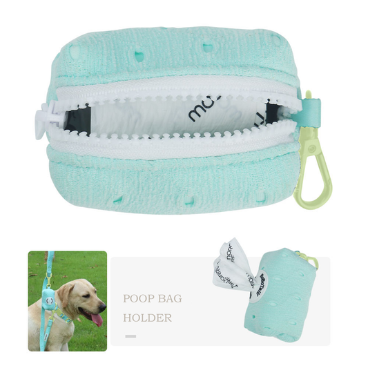 Bobotails Silk Embroidery pet poop bags holder for Leash Doggie Waste Bag Dispenser Soft Fabric Puppy Potty Carrier Small Doggy Zipper Pouch with Carabiner Clip 