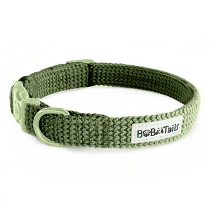 Heavy-duty Khaki Green Tactical Dog Collars with metal D-ring for leash attachment