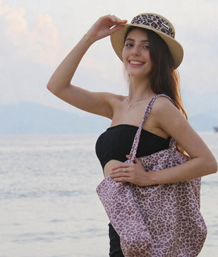 Classic leopard tote bag designed to complement matching dog and owner lifestyle collections.