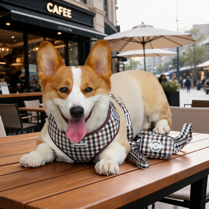 Bobotails plaid no pull dog harness medium dog corig at cafe shop