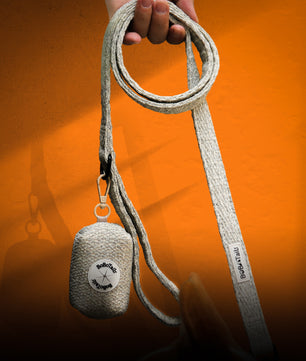 Chunky knitted Dog leash with poop bag holder for small and medium size dog