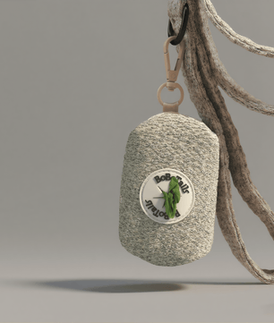 Bobotails Chunky Knitted dog leash and poop bag holder matching set  with taupe color