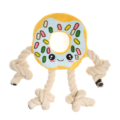 Interactive Dog Toy – Donut Shaped Squeaky Plush Toy for Dogs