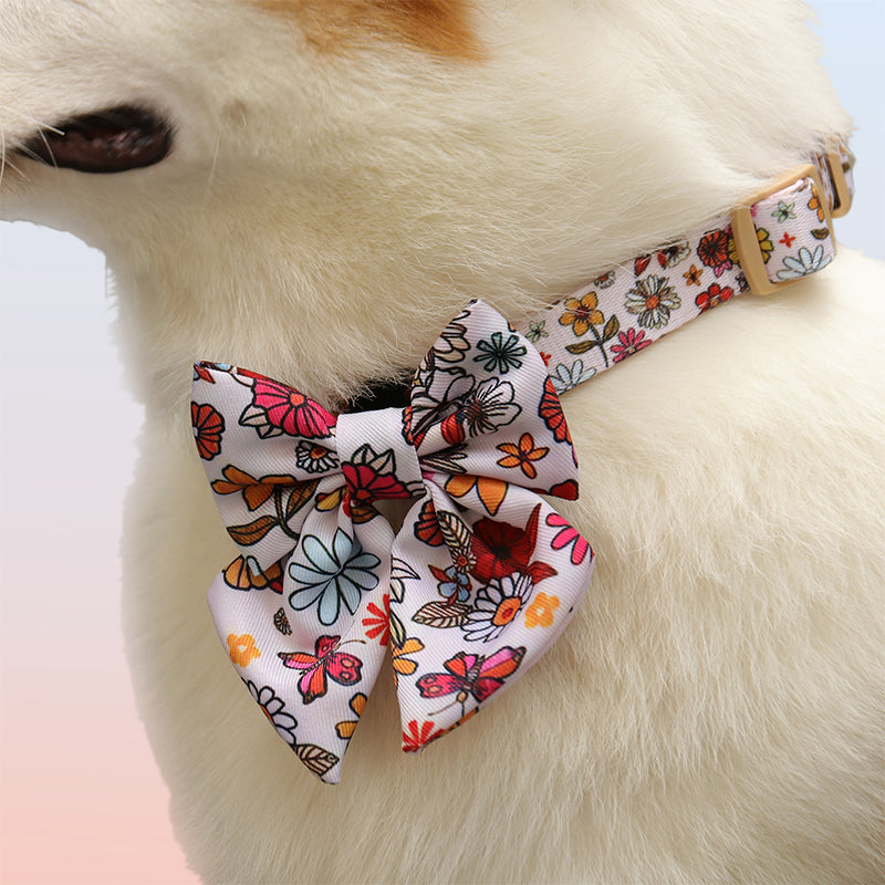 Flower Printed Dog Bow Tie – Cheerful Bow Tie for Special Occasions