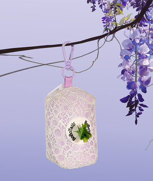 Lavender lace dog waste bags holder matching the  Lavender lace harness and owner accessories for daily dog walks