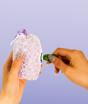 Lavender lace trash bag holder dispenser matching the Lavender lace harness and owner accessories for daily dog walks