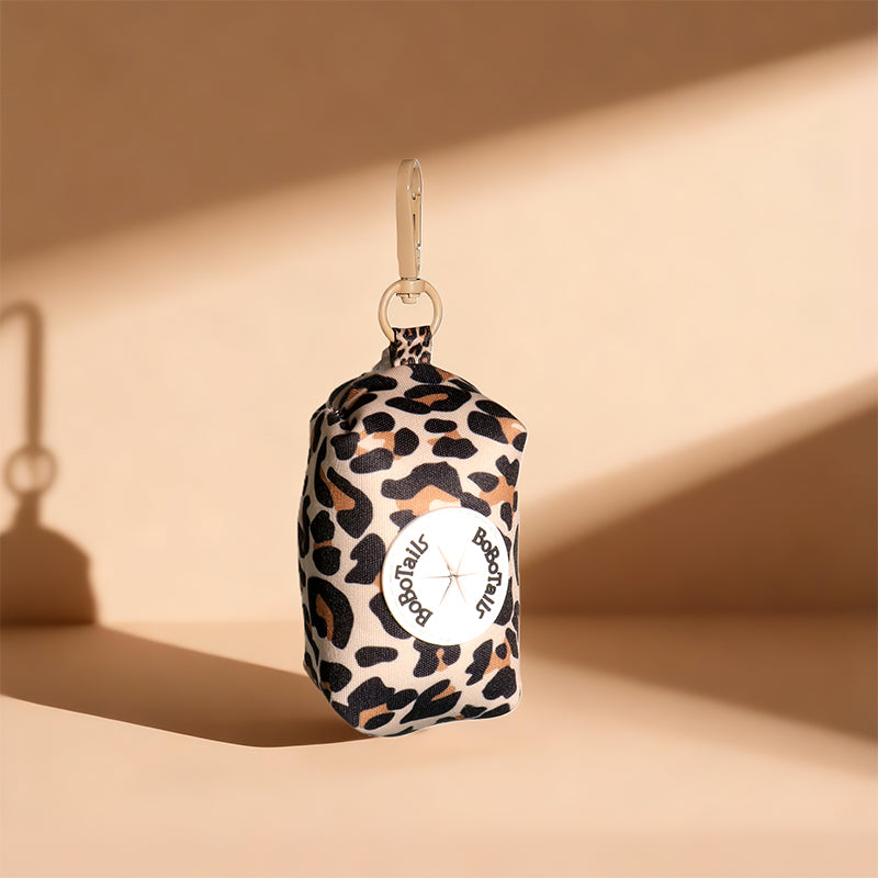 Support de sac de merde de chien imprimé léopard