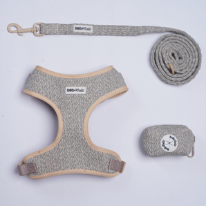 Ensemble harnais tricoté épais, laisse et porte-sacs à crottes