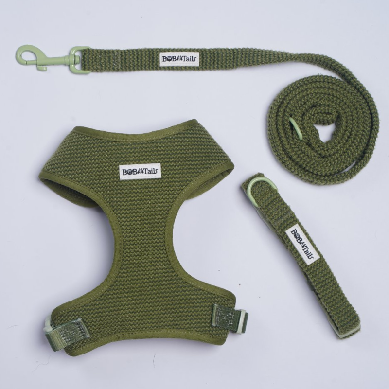 Sweater Harness, Leash and Poop Bag Holder Bundle