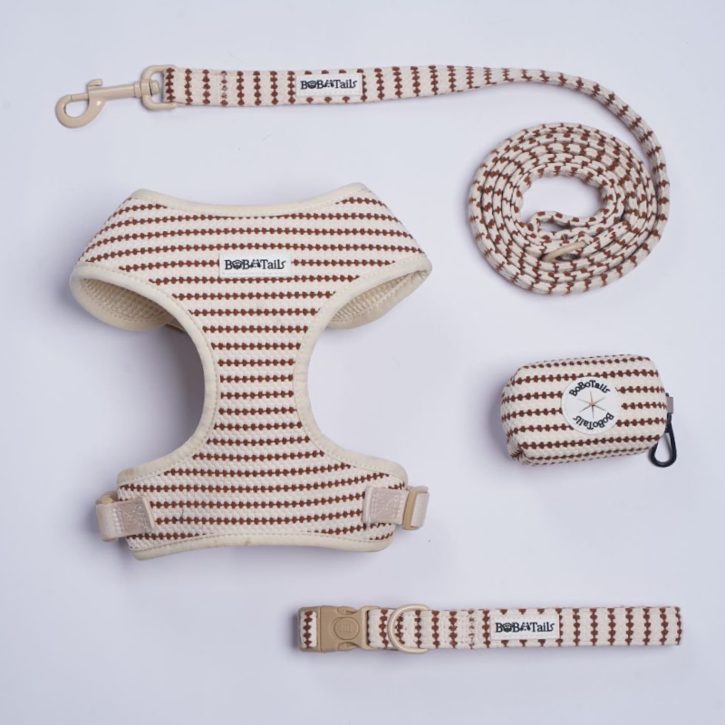 Small Grain Harness, Leash, Collar and Poop Bag Holder Bundle