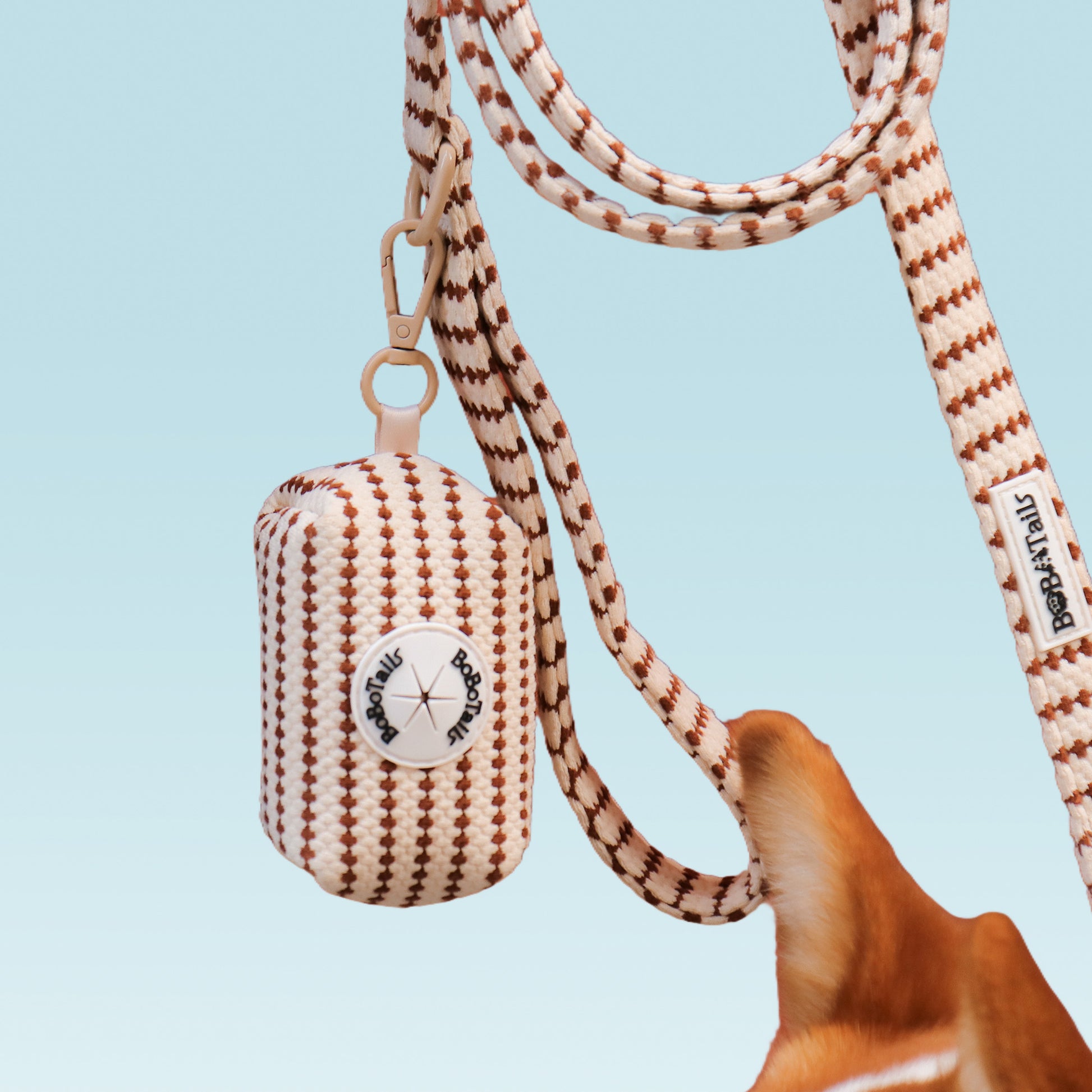 Dog leash with a small dog waste bags holder for dog outdoor walking