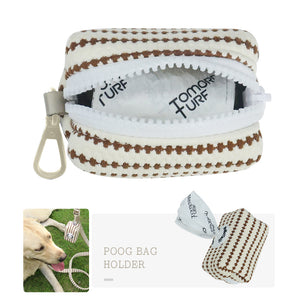 Bobotails small gain dog poop bags holder for Leash dog bag carrier Soft Fabric Puppy Potty Carrier Small Doggy Zipper Pouch with Carabiner Clip