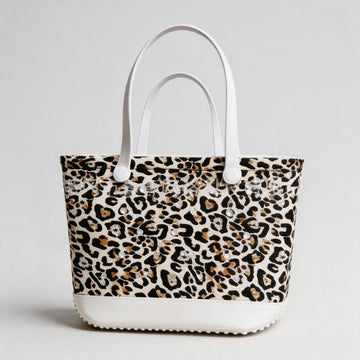 White background with leopard print