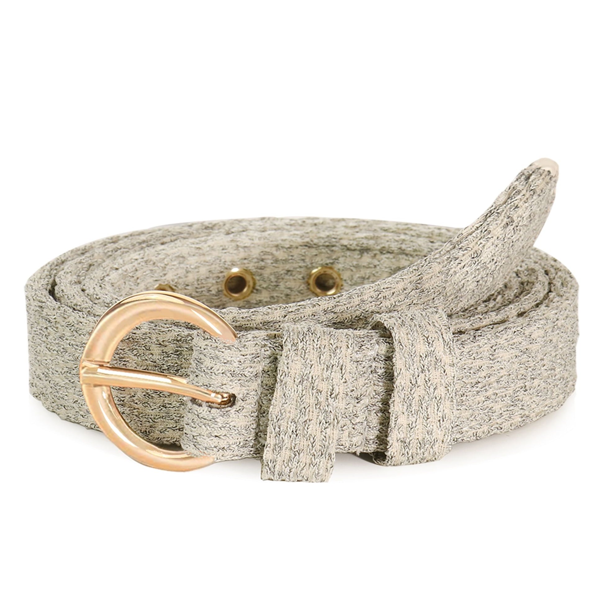 chunky knit women’s belt designed to coordinate with dog harness and accessories as part of a matching system