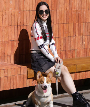 chunky knitted belt for woman  designed to match dog harness and accessories for elegant daily wear