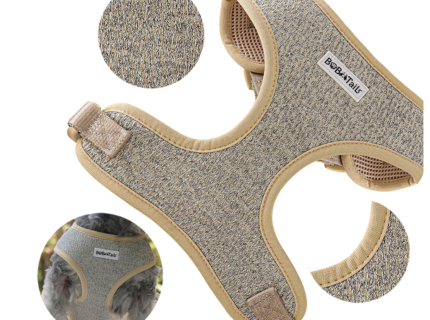 Pet harness and ball with 'Bella & Max' branding on a white background