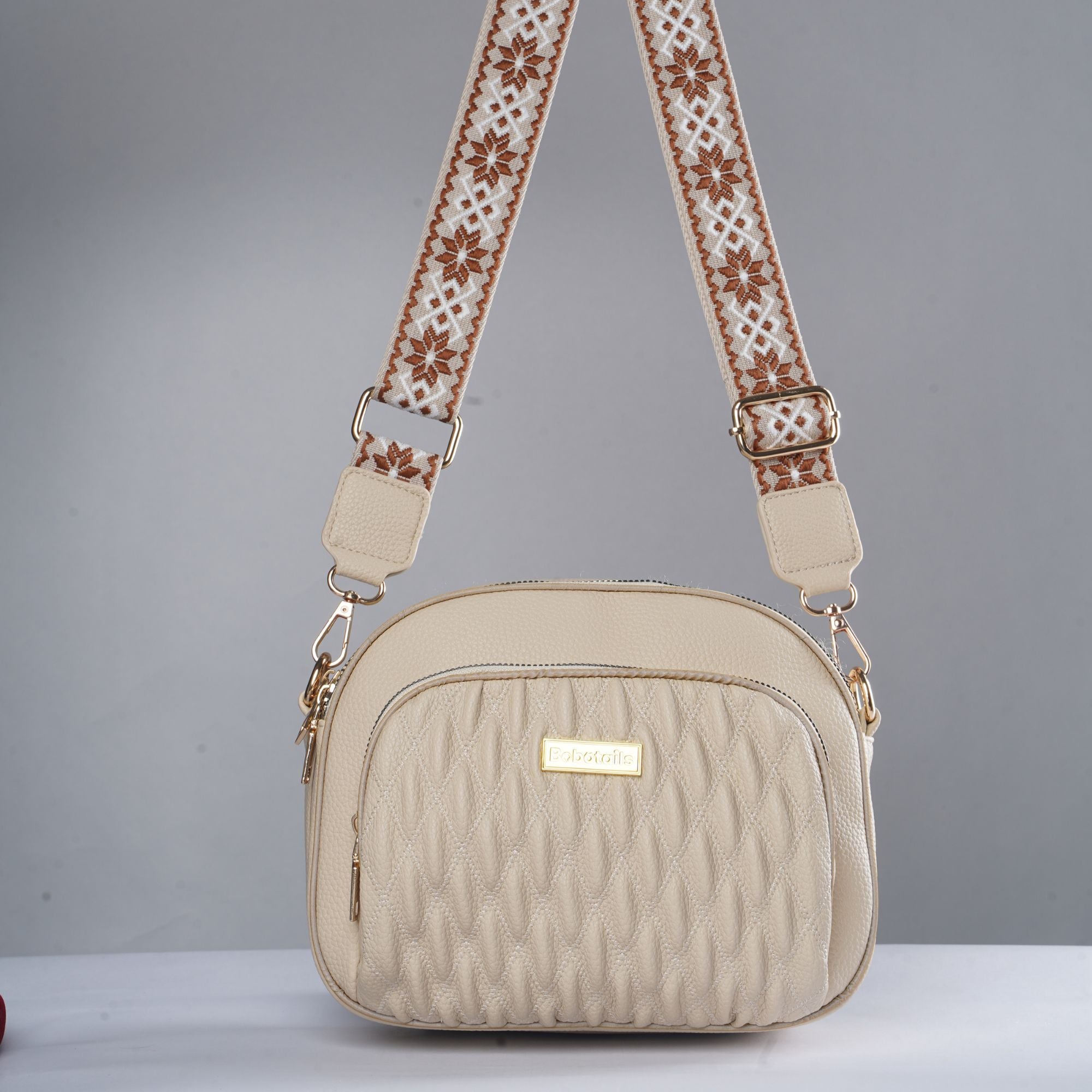 Crossbody walking bag designed to coordinate with lavender lace dog and owner matching accessories