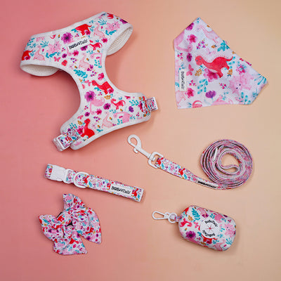 Dinosaur Printed 6-Piece Set – Fun Harness, Leash, Collar, Bow Tie, Bandana & Poop Bag Holder
