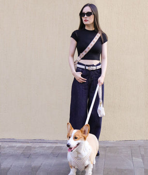 Floral Brilliance Women's Belt – Elegant & Timeless with Your Dog's Harness | Bobotails