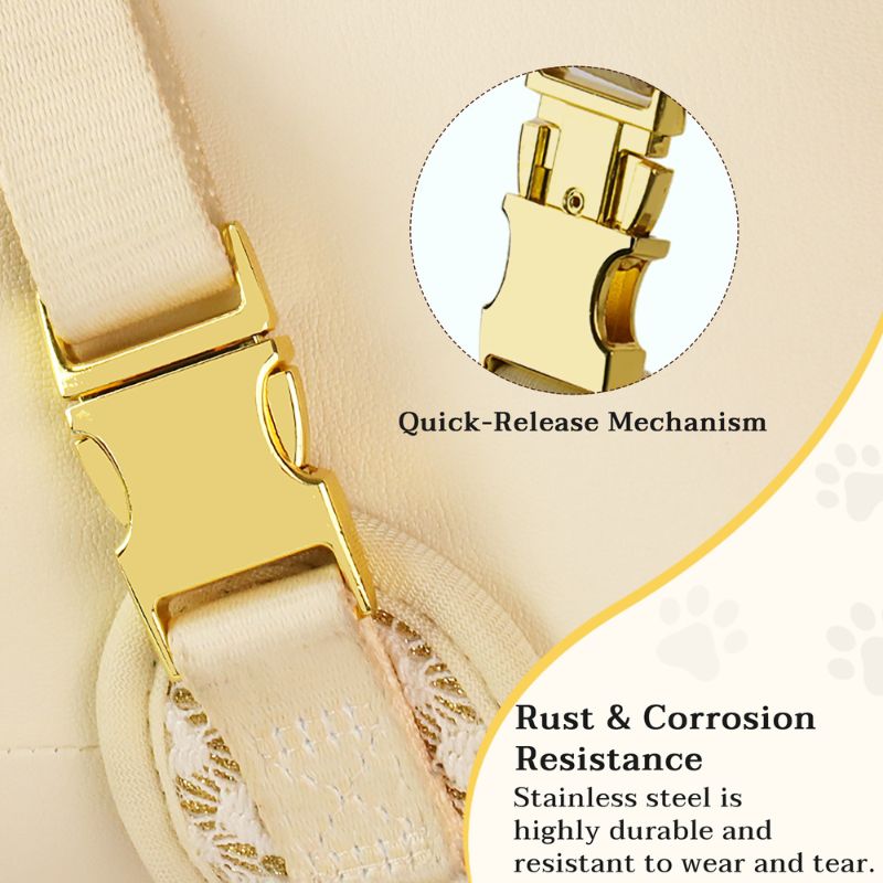 the floral brilliance dog harness of gold coating metal hardware 